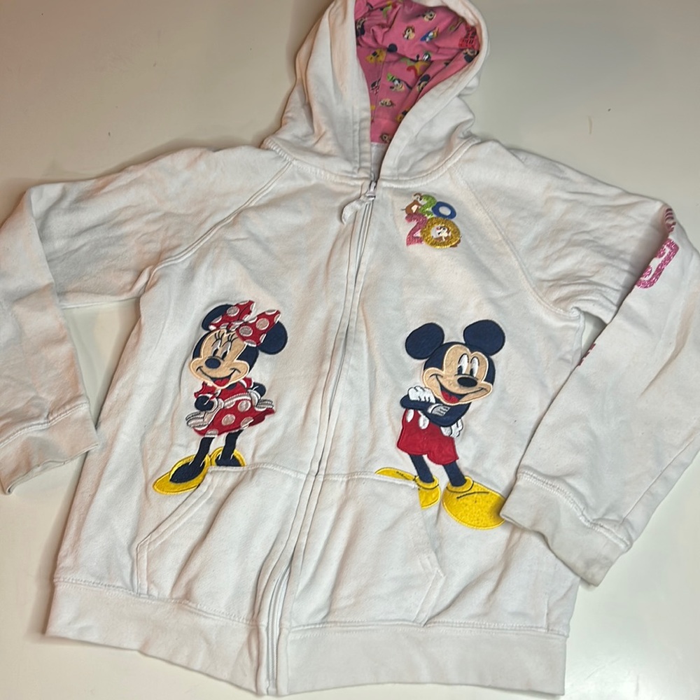 Kids Disneyland 2020 Mickey & Minnie Zip Up Hoodie Sweatshirt ~ Large